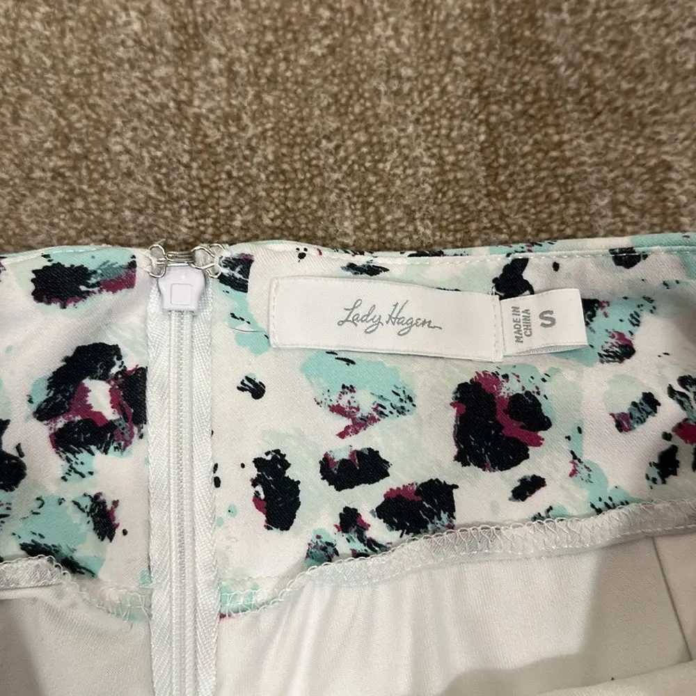 Lady Hagen Sea Glass Blue Leopard Print Golf Skort Performance Women Size Small